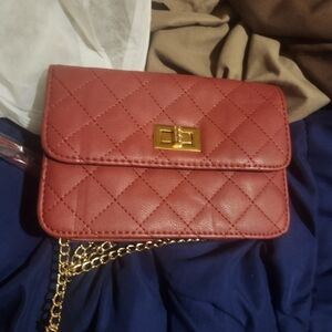 Quilted Red Chain Shoulder Bag